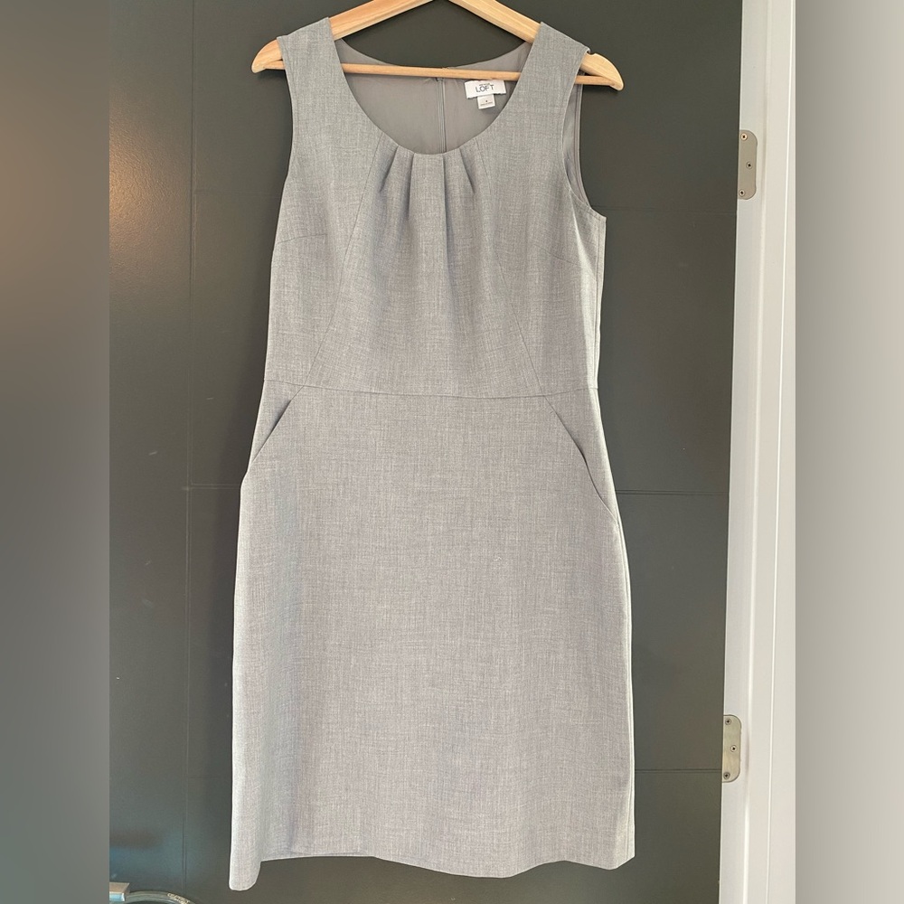 LOFT Gray Sleeveless Midi Dress